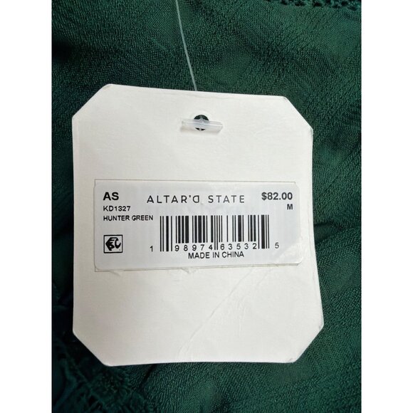 Altard State Womens Hunter Green Blend Mini Dress Lace Detail Long Sleeve Sz M - Picture 12 of 15